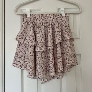 Altar'd State Floral Tiered Mini Skirt in Lilac Multi